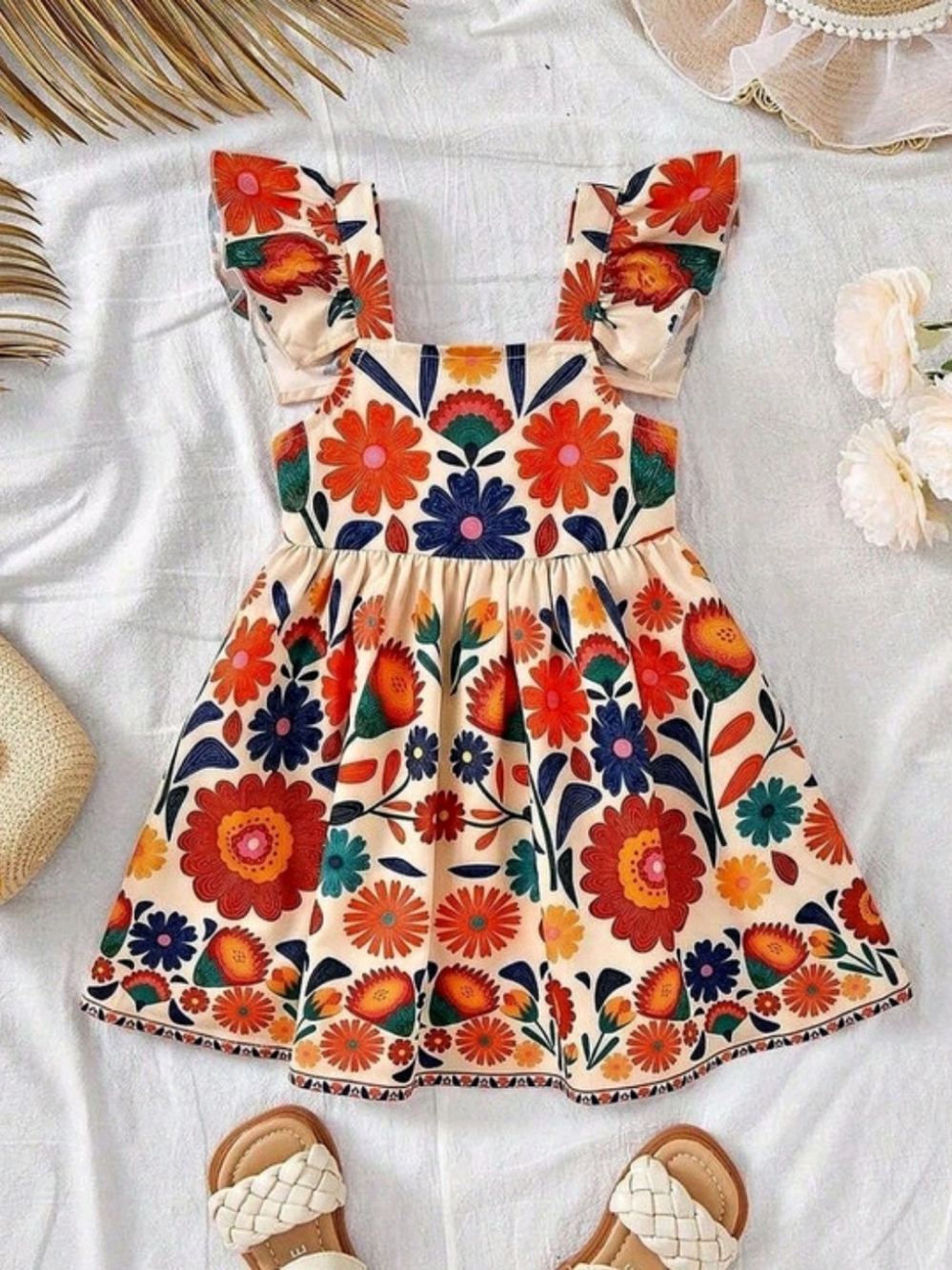 Floral Print Backless Bow Tie Casual Vacation Dress